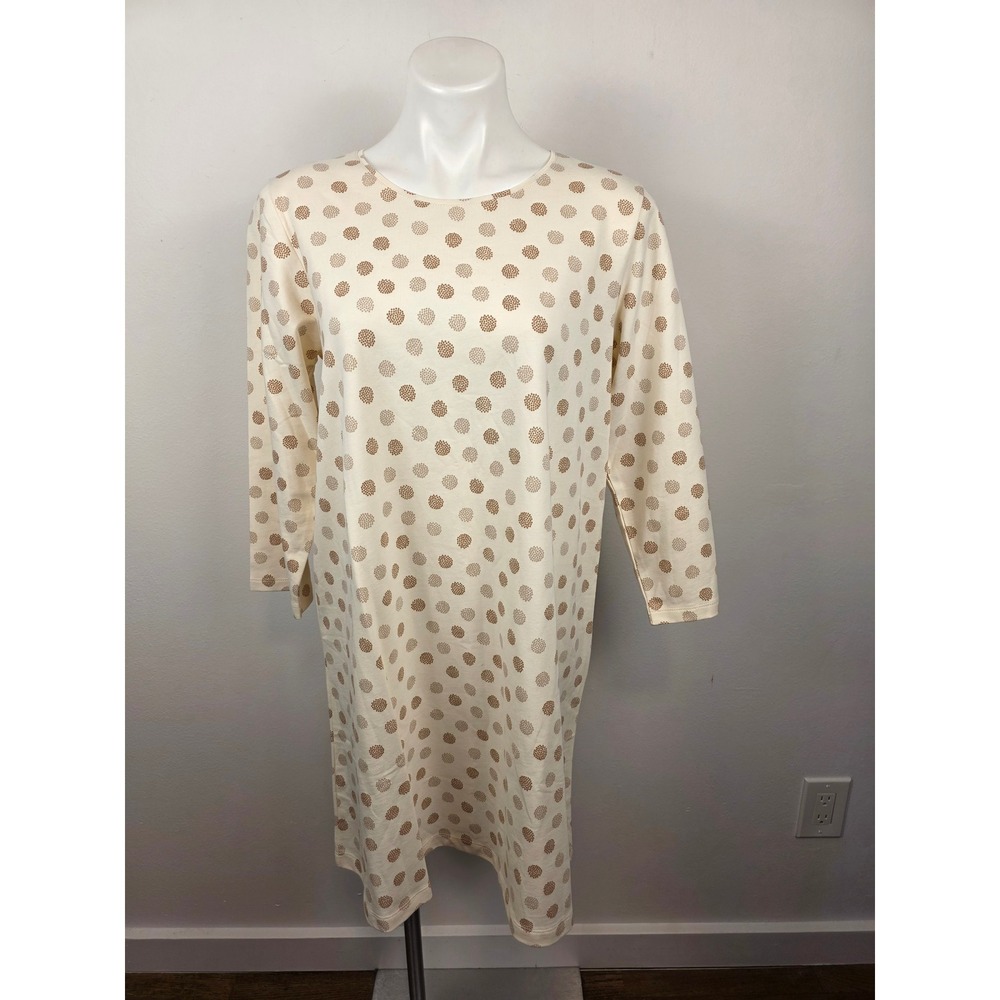 Gudrun Sjoden Organic Cotton Dotted Floral Tunic Dress Cream Brown Medium
